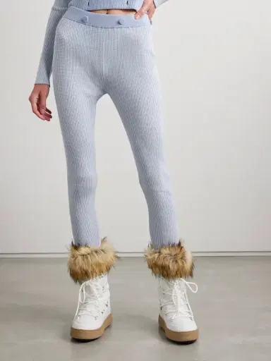 Guest In Residence Speed Skate Button-embellished Striped Ribbed Merino Wool-blend Stirrup Leggings | Thumbnail 3 Guest In Residence Speed Skate Button-embellished Striped Ribbed Merino Wool-blend Stirrup Leggings | Thumbnail 3