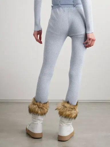 Guest In Residence Speed Skate Button-embellished Striped Ribbed Merino Wool-blend Stirrup Leggings | Thumbnail 4 Guest In Residence Speed Skate Button-embellished Striped Ribbed Merino Wool-blend Stirrup Leggings | Thumbnail 4