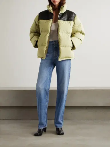 Bottega Veneta Quilted Intrecciato Leather-trimmed Padded Cotton-shell Down Jacket | Thumbnail 2 Bottega Veneta Quilted Intrecciato Leather-trimmed Padded Cotton-shell Down Jacket | Thumbnail 2