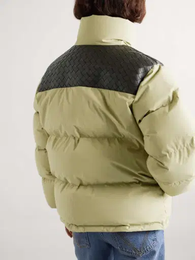 Bottega Veneta Quilted Intrecciato Leather-trimmed Padded Cotton-shell Down Jacket | Thumbnail 4 Bottega Veneta Quilted Intrecciato Leather-trimmed Padded Cotton-shell Down Jacket | Thumbnail 4