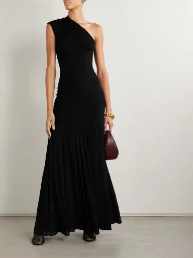 Proenza Schouler Cora One-shoulder Stretch-knit And Pleated Crepon Maxi Dress | Thumbnail 2 Proenza Schouler Cora One-shoulder Stretch-knit And Pleated Crepon Maxi Dress | Thumbnail 2