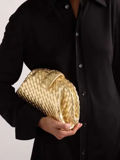 Bottega Veneta Lauren 1980 Small Intrecciato Metallic Leather Clutch | Thumbnail 2 Bottega Veneta Lauren 1980 Small Intrecciato Metallic Leather Clutch | Thumbnail 2