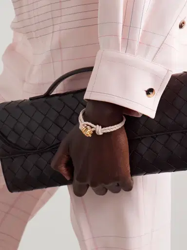 Bottega Veneta Intrecciato eather And Gold-tone Bracelet | Thumbnail 2 Bottega Veneta Intrecciato eather And Gold-tone Bracelet | Thumbnail 2