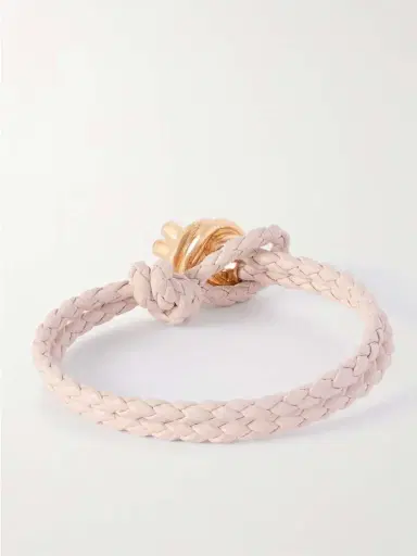 Bottega Veneta Intrecciato eather And Gold-tone Bracelet | Thumbnail 3 Bottega Veneta Intrecciato eather And Gold-tone Bracelet | Thumbnail 3