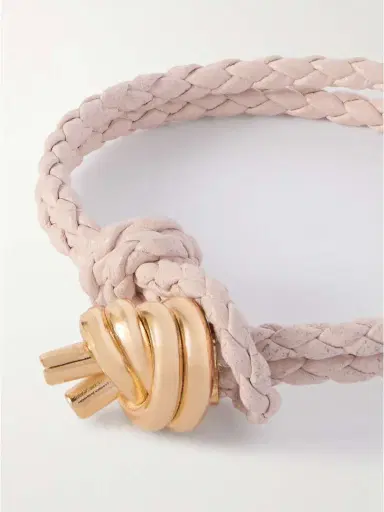 Bottega Veneta Intrecciato eather And Gold-tone Bracelet | Thumbnail 4 Bottega Veneta Intrecciato eather And Gold-tone Bracelet | Thumbnail 4