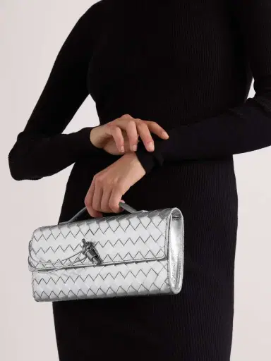 Bottega Veneta Long Andiamo Intrecciato Metallic Leather Clutch | Thumbnail 2 Bottega Veneta Long Andiamo Intrecciato Metallic Leather Clutch | Thumbnail 2