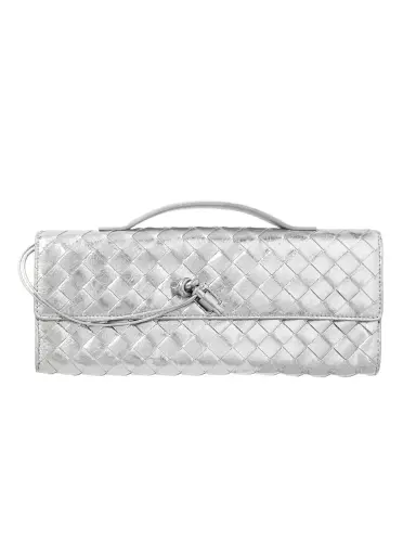 Bottega Veneta Long Andiamo Intrecciato Metallic Leather Clutch | Thumbnail 1 Bottega Veneta Long Andiamo Intrecciato Metallic Leather Clutch | Thumbnail 1
