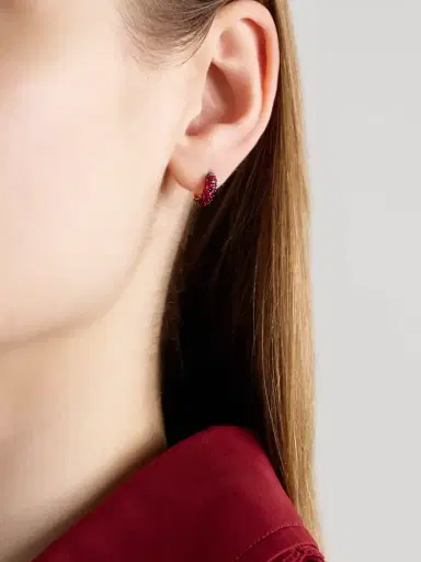 Lucy Delius Chubby Rhodium-plated 14-karat Gold Ruby Hoop Earrings | Thumbnail 2 Lucy Delius Chubby Rhodium-plated 14-karat Gold Ruby Hoop Earrings | Thumbnail 2