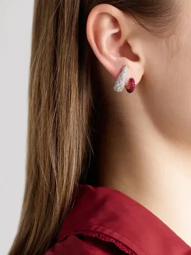Lucy Delius Chubby Rhodium-plated 14-karat Gold Ruby Hoop Earrings | Thumbnail 4 Lucy Delius Chubby Rhodium-plated 14-karat Gold Ruby Hoop Earrings | Thumbnail 4