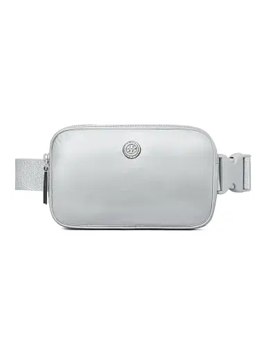 Tory Burch Women's Virginia Metallic Nylon Belt Bag - Silver | Thumbnail 1 Tory Burch Women's Virginia Metallic Nylon Belt Bag - Silver | Thumbnail 1