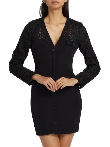 Generation Love Women's Navina Lace-Trim Crepe Minidress - Black | Thumbnail 3 Generation Love Women's Navina Lace-Trim Crepe Minidress - Black | Thumbnail 3