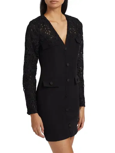 Generation Love Women's Navina Lace-Trim Crepe Minidress - Black | Thumbnail 4 Generation Love Women's Navina Lace-Trim Crepe Minidress - Black | Thumbnail 4