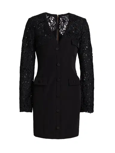 Generation Love Women's Navina Lace-Trim Crepe Minidress - Black | Thumbnail 1 Generation Love Women's Navina Lace-Trim Crepe Minidress - Black | Thumbnail 1