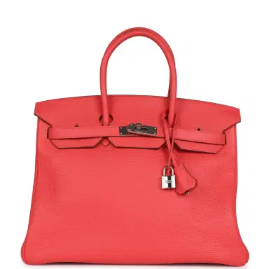 HERMÈS Pre-owned Hermes Birkin 35 Rose Jaipur Clemence Palladium Hardware | Thumbnail 1 HERMÈS Pre-owned Hermes Birkin 35 Rose Jaipur Clemence Palladium Hardware | Thumbnail 1