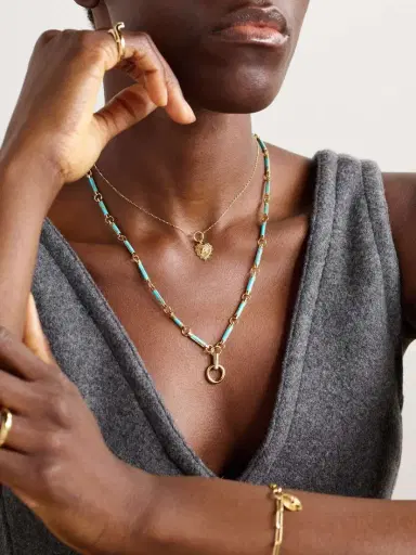 Foundrae Hanging Clockweight 18-karat Gold Turquoise Necklace | Thumbnail 5 Foundrae Hanging Clockweight 18-karat Gold Turquoise Necklace | Thumbnail 5