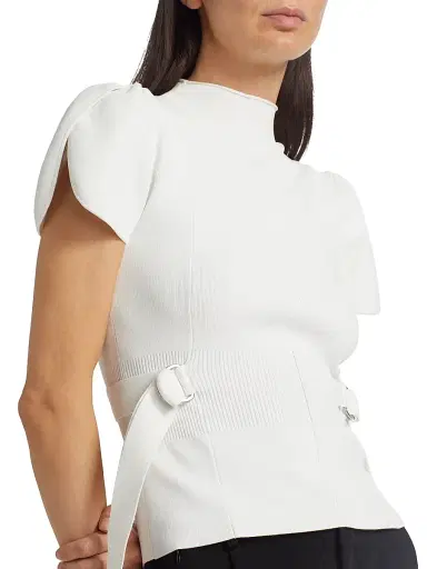 3.1 Phillip Lim Women's Compact Rib-Knit Tulip Top - Ivory - Size XS | Thumbnail 6 3.1 Phillip Lim Women's Compact Rib-Knit Tulip Top - Ivory - Size XS | Thumbnail 6