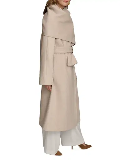 Donna Karan New York Women's Wool-Blend Belted Scarf Coat - Bone | Thumbnail 3 Donna Karan New York Women's Wool-Blend Belted Scarf Coat - Bone | Thumbnail 3