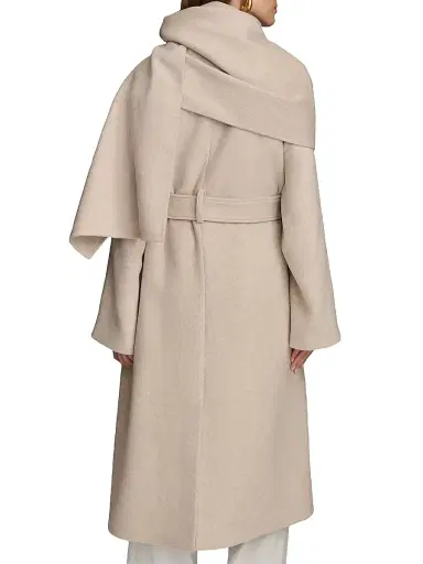Donna Karan New York Women's Wool-Blend Belted Scarf Coat - Bone | Thumbnail 4 Donna Karan New York Women's Wool-Blend Belted Scarf Coat - Bone | Thumbnail 4