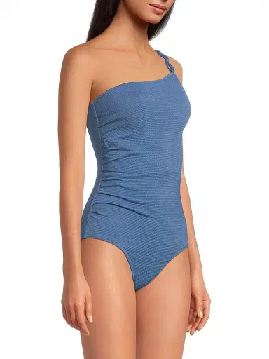 Change of Scenery Women's Kara Metallic Piqué One-Piece Swimsuit - Steel Blue Metallic Texture - Size Large | Thumbnail 4 Change of Scenery Women's Kara Metallic Piqué One-Piece Swimsuit - Steel Blue Metallic Texture - Size Large | Thumbnail 4