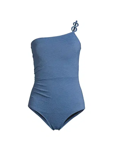 Change of Scenery Women's Kara Metallic Piqué One-Piece Swimsuit - Steel Blue Metallic Texture - Size Large | Thumbnail 1 Change of Scenery Women's Kara Metallic Piqué One-Piece Swimsuit - Steel Blue Metallic Texture - Size Large | Thumbnail 1