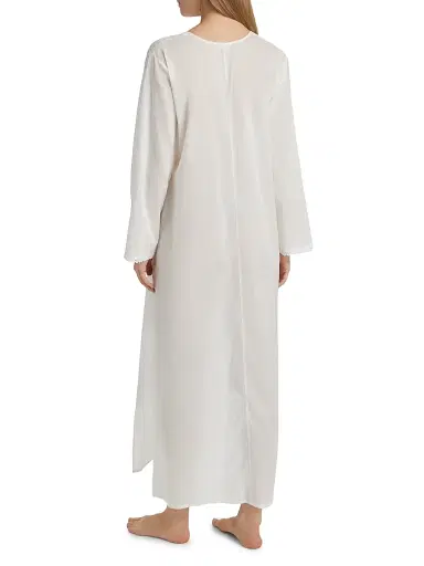 Pour Les Femmes Women's Valentina Lace-Trimmed Kaftan Nightie - White - Size XS | Thumbnail 4 Pour Les Femmes Women's Valentina Lace-Trimmed Kaftan Nightie - White - Size XS | Thumbnail 4