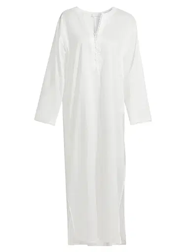 Pour Les Femmes Women's Valentina Lace-Trimmed Kaftan Nightie - White - Size XS | Thumbnail 1 Pour Les Femmes Women's Valentina Lace-Trimmed Kaftan Nightie - White - Size XS | Thumbnail 1