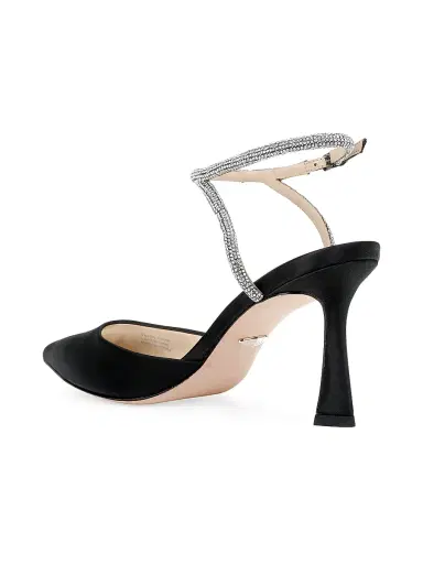 Badgley Mischka Women's Kamilah 80MM Embellished Satin Pumps - Black Satin | Thumbnail 3 Badgley Mischka Women's Kamilah 80MM Embellished Satin Pumps - Black Satin | Thumbnail 3