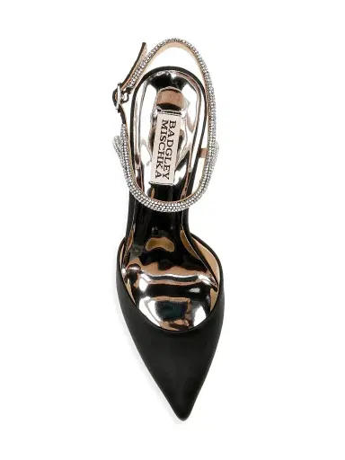 Badgley Mischka Women's Kamilah 80MM Embellished Satin Pumps - Black Satin | Thumbnail 5 Badgley Mischka Women's Kamilah 80MM Embellished Satin Pumps - Black Satin | Thumbnail 5