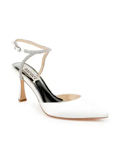 Badgley Mischka Women's Kamilah 80MM Embellished Satin Pumps - White Satin | Thumbnail 2 Badgley Mischka Women's Kamilah 80MM Embellished Satin Pumps - White Satin | Thumbnail 2