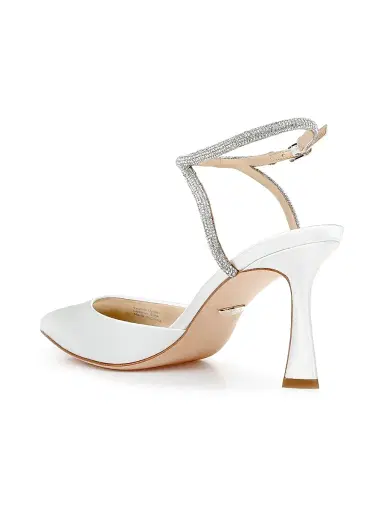 Badgley Mischka Women's Kamilah 80MM Embellished Satin Pumps - White Satin | Thumbnail 3 Badgley Mischka Women's Kamilah 80MM Embellished Satin Pumps - White Satin | Thumbnail 3