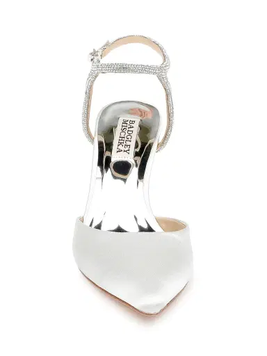 Badgley Mischka Women's Kamilah 80MM Embellished Satin Pumps - White Satin | Thumbnail 4 Badgley Mischka Women's Kamilah 80MM Embellished Satin Pumps - White Satin | Thumbnail 4