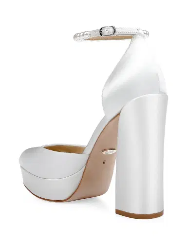 Badgley Mischka Women's Felixa 125MM Imitation Pearl-Embellished Satin Platform Pumps - White Satin | Thumbnail 3 Badgley Mischka Women's Felixa 125MM Imitation Pearl-Embellished Satin Platform Pumps - White Satin | Thumbnail 3