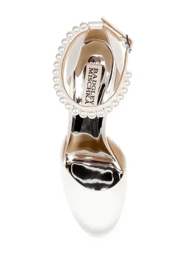 Badgley Mischka Women's Felixa 125MM Imitation Pearl-Embellished Satin Platform Pumps - White Satin | Thumbnail 5 Badgley Mischka Women's Felixa 125MM Imitation Pearl-Embellished Satin Platform Pumps - White Satin | Thumbnail 5