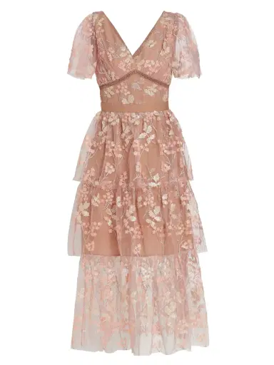 Self-Portrait Women's Semi-Sheer Sequin-Embroidered Midi-Dress - Pink | Thumbnail 7 Self-Portrait Women's Semi-Sheer Sequin-Embroidered Midi-Dress - Pink | Thumbnail 7