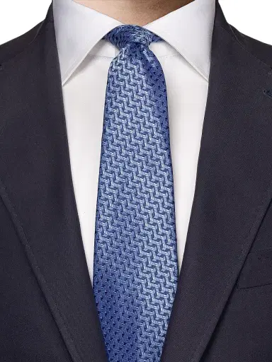 Eton Men's Geometric Silk Tie - Blue | Thumbnail 2 Eton Men's Geometric Silk Tie - Blue | Thumbnail 2