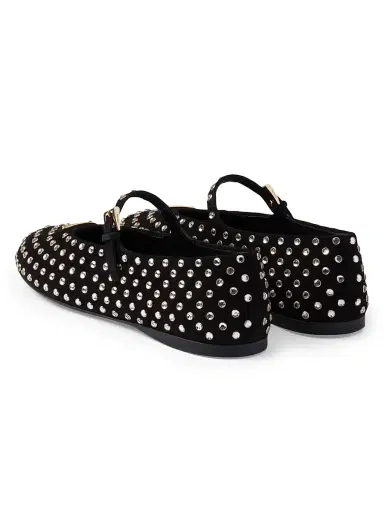 Prada Women's Suede Ballerinas with Crystals - Black | Thumbnail 3 Prada Women's Suede Ballerinas with Crystals - Black | Thumbnail 3