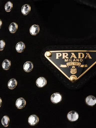 Prada Women's Suede Ballerinas with Crystals - Black | Thumbnail 4 Prada Women's Suede Ballerinas with Crystals - Black | Thumbnail 4