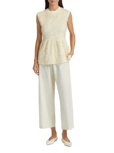 Fabiana Filippi Women's Fringed Knit Peplum Top - Mastice | Thumbnail 2 Fabiana Filippi Women's Fringed Knit Peplum Top - Mastice | Thumbnail 2