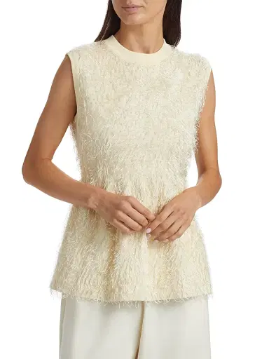 Fabiana Filippi Women's Fringed Knit Peplum Top - Mastice | Thumbnail 3 Fabiana Filippi Women's Fringed Knit Peplum Top - Mastice | Thumbnail 3