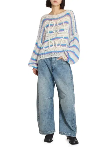 LOEWE Women's Anagram Mohair-Blend Sweater - White Multicolor | Thumbnail 2 LOEWE Women's Anagram Mohair-Blend Sweater - White Multicolor | Thumbnail 2