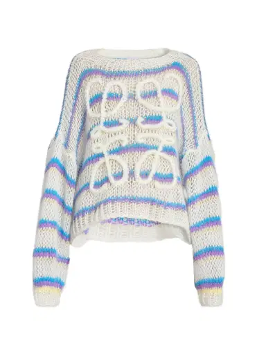 LOEWE Women's Anagram Mohair-Blend Sweater - White Multicolor | Thumbnail 1 LOEWE Women's Anagram Mohair-Blend Sweater - White Multicolor | Thumbnail 1
