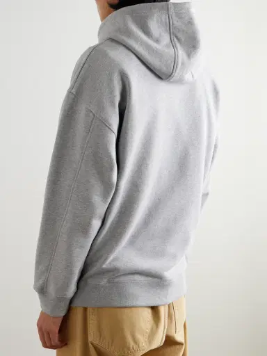 Loewe Logo-Embroidered Leather-Trimmed Cotton-Jersey Hoodie - Men | Thumbnail 3 Loewe Logo-Embroidered Leather-Trimmed Cotton-Jersey Hoodie - Men | Thumbnail 3