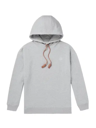 Loewe Logo-Embroidered Leather-Trimmed Cotton-Jersey Hoodie - Men | Thumbnail 1 Loewe Logo-Embroidered Leather-Trimmed Cotton-Jersey Hoodie - Men | Thumbnail 1