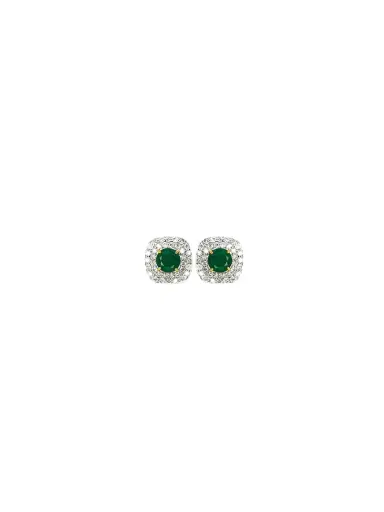 Wish Fine Jewelry 2.44ct Diamond Emerald 18K Gold Halo Earrings | Thumbnail 1 Wish Fine Jewelry 2.44ct Diamond Emerald 18K Gold Halo Earrings | Thumbnail 1