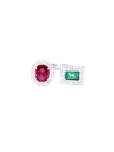Wish Fine Jewelry 2.56ct Diamond Emerald Tourmaline 18K Gold Ring | Thumbnail 1 Wish Fine Jewelry 2.56ct Diamond Emerald Tourmaline 18K Gold Ring | Thumbnail 1