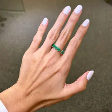 Wish Fine Jewelry 2.90ct Heart Emerald 18K Gold Cuff Ring | Thumbnail 2 Wish Fine Jewelry 2.90ct Heart Emerald 18K Gold Cuff Ring | Thumbnail 2