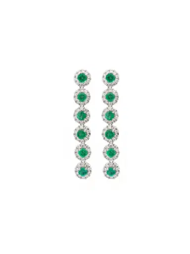 Wish Fine Jewelry 3.00ct Diamond Emerald 14K Gold Linear Cascade Earrings | Thumbnail 1 Wish Fine Jewelry 3.00ct Diamond Emerald 14K Gold Linear Cascade Earrings | Thumbnail 1