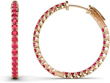 Wish Fine Jewelry 3.49ct Ruby 18K Gold Hoop Earring | Thumbnail 2 Wish Fine Jewelry 3.49ct Ruby 18K Gold Hoop Earring | Thumbnail 2