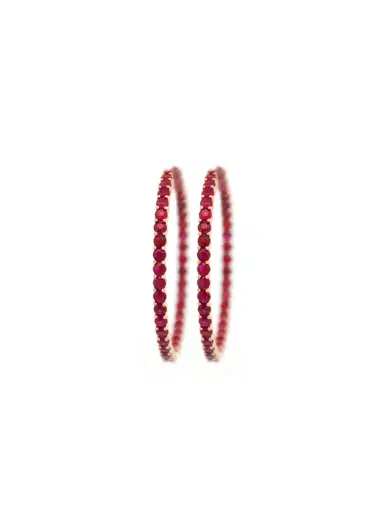 Wish Fine Jewelry 3.49ct Ruby 18K Gold Hoop Earring | Thumbnail 1 Wish Fine Jewelry 3.49ct Ruby 18K Gold Hoop Earring | Thumbnail 1
