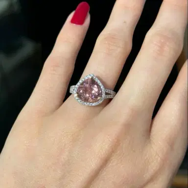 Wish Fine Jewelry 3.84cts Tourmaline Diamond 18K Gold Pear Ring | Thumbnail 2 Wish Fine Jewelry 3.84cts Tourmaline Diamond 18K Gold Pear Ring | Thumbnail 2